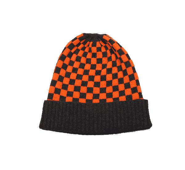 Cashmere Orange Check Beanie