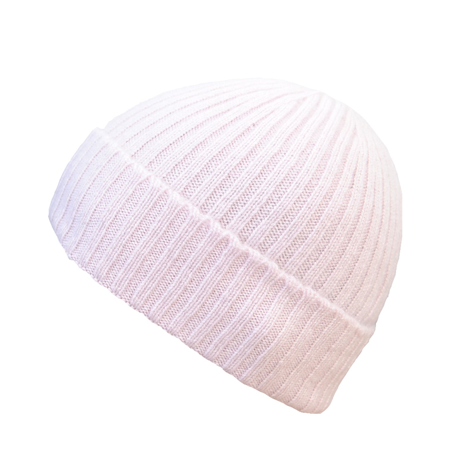 Cashmere Baby Pink Ribbed Beanie