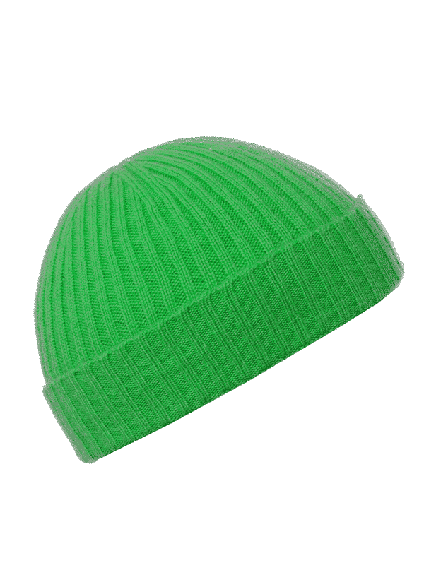 Cashmere Children's Green Ribbed Beanie Hat