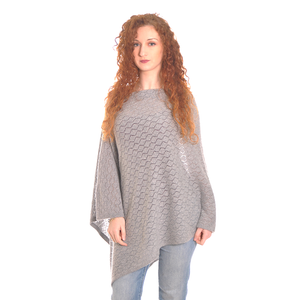 Cashmere Mesh Grey Shoulder Poncho