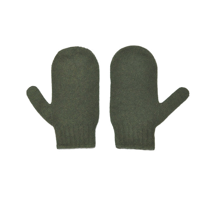 Cashmere Khaki Green Mittens
