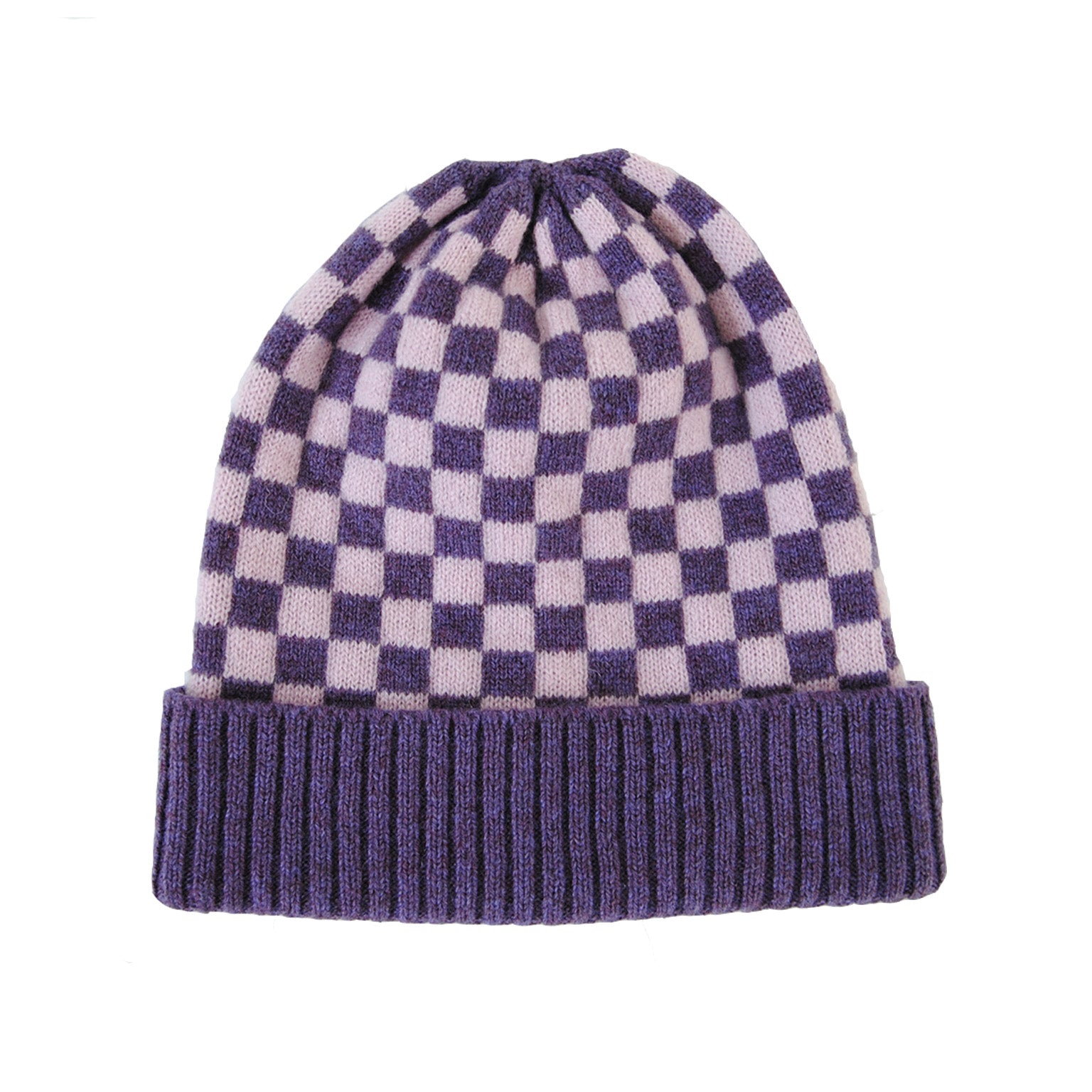 Cashmere Purple Check Beanie