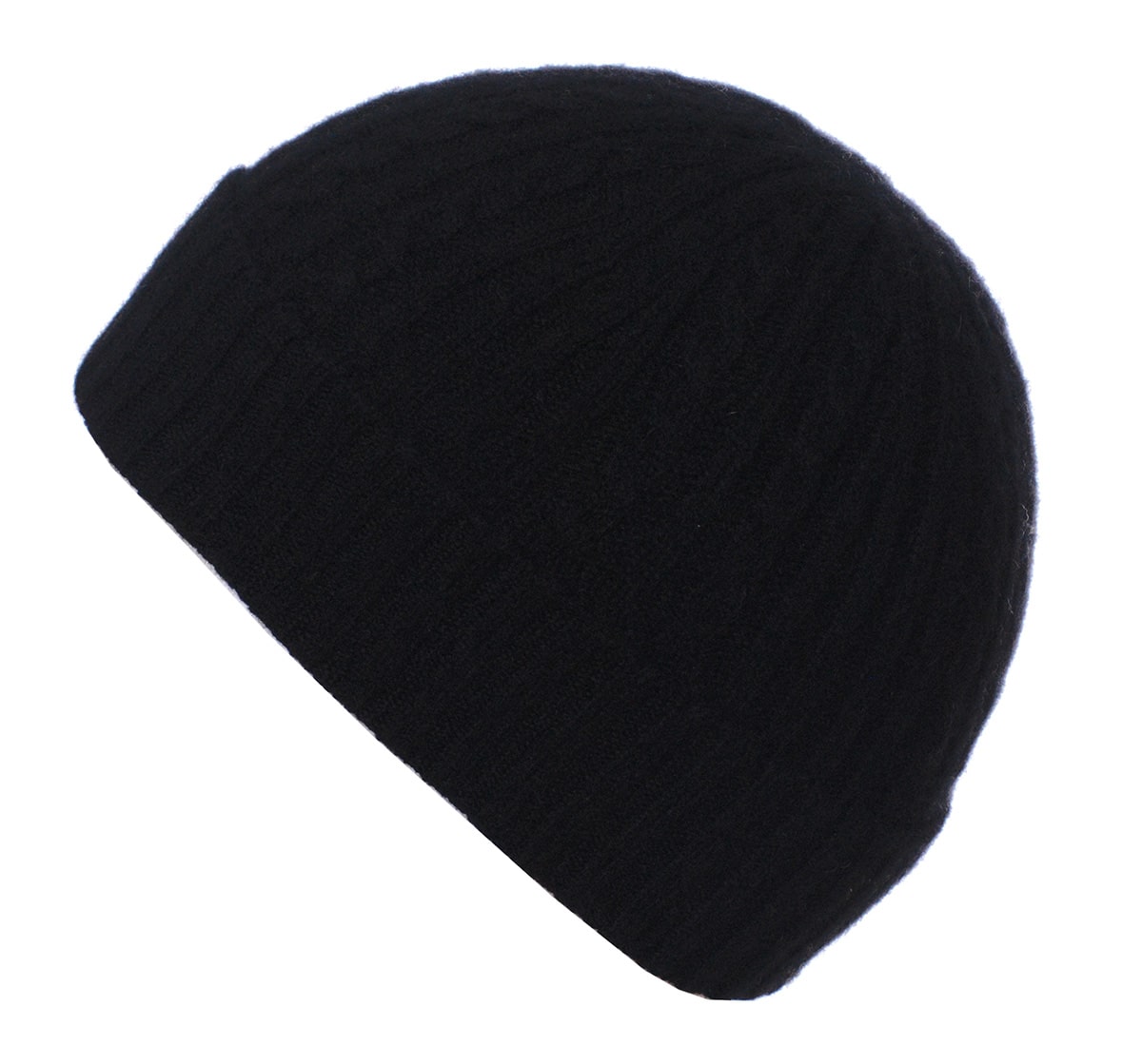 Cashmere Black Cable Beanie