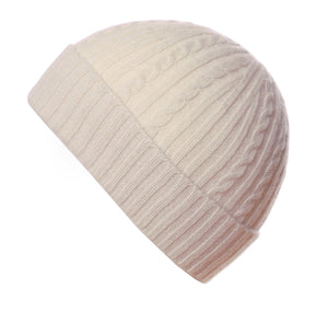 Cashmere Cream Cable Beanie