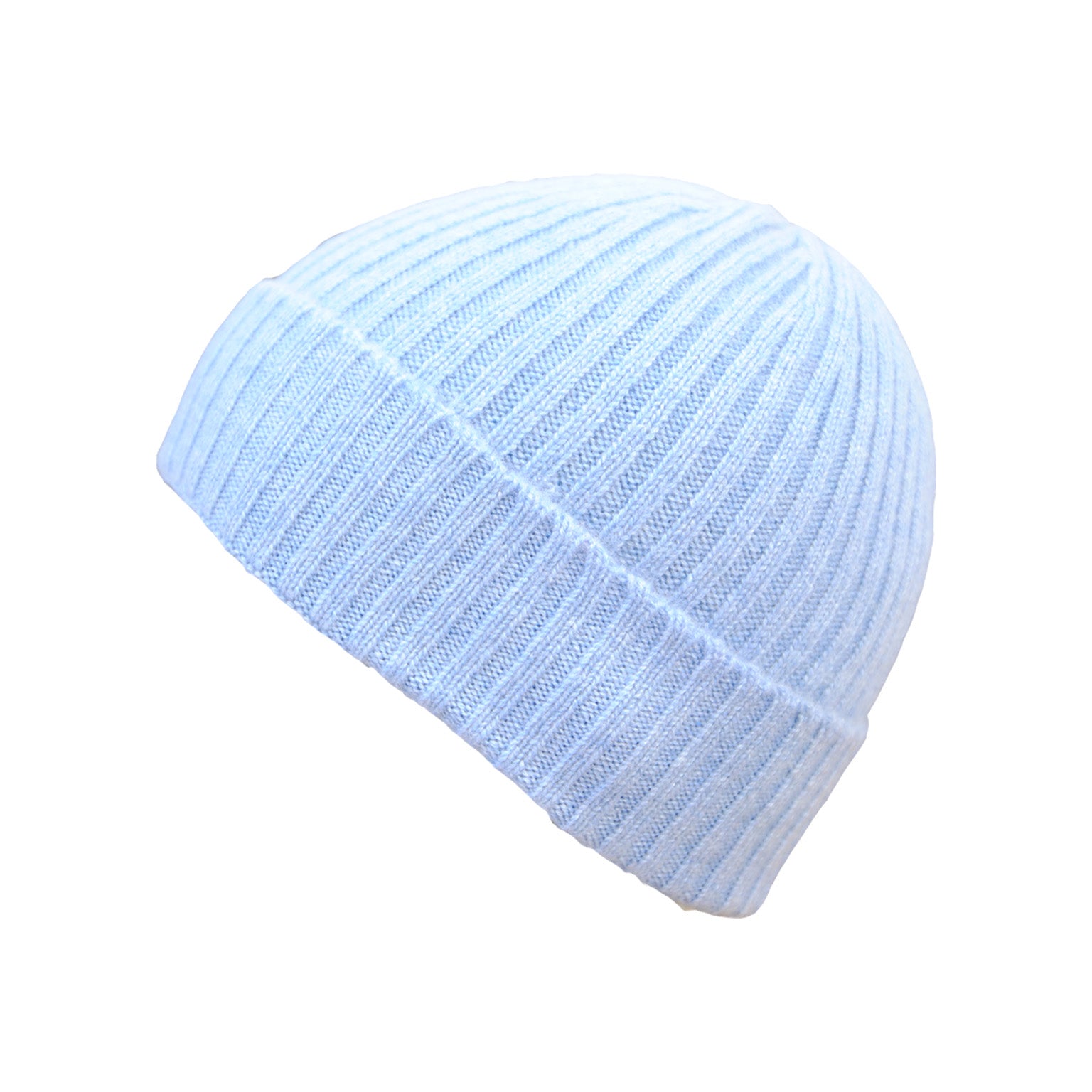 Cashmere Baby Blue Ribbed Beanie