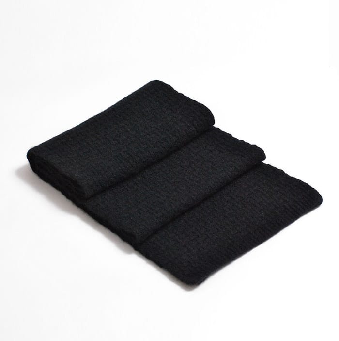 Cashmere Black Purl Stitch Knitted Scarf