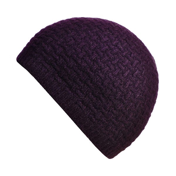 Cashmere Blackcurrant Purl Knitted Beanie