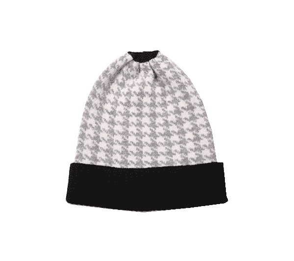 Cashmere Grey Dogtooth Beanie