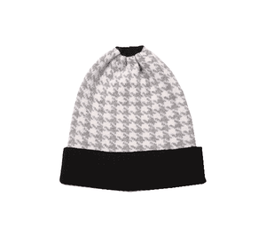Cashmere Grey Dogtooth Beanie