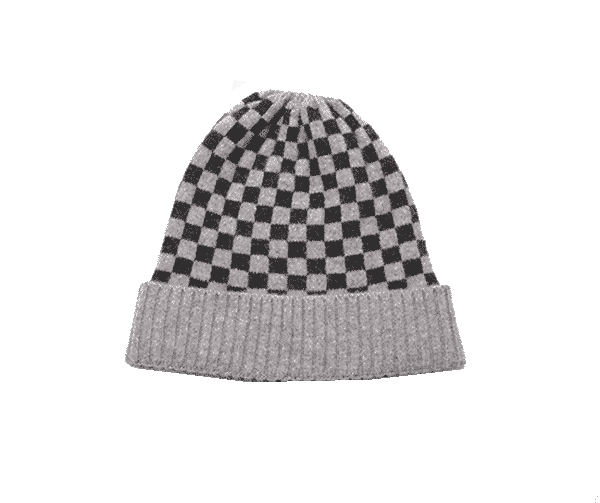 Cashmere Grey Check Beanie