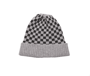 Cashmere Grey Check Beanie