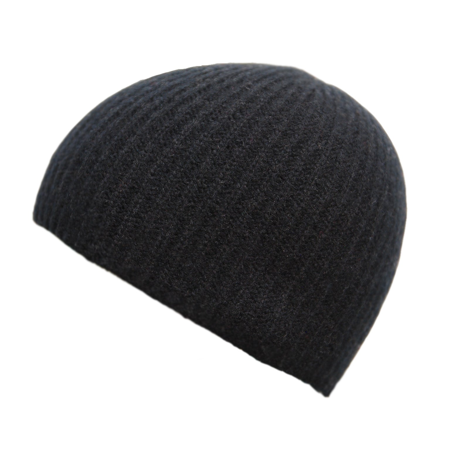 Cashmere Black Fisher Knit Skull Cap