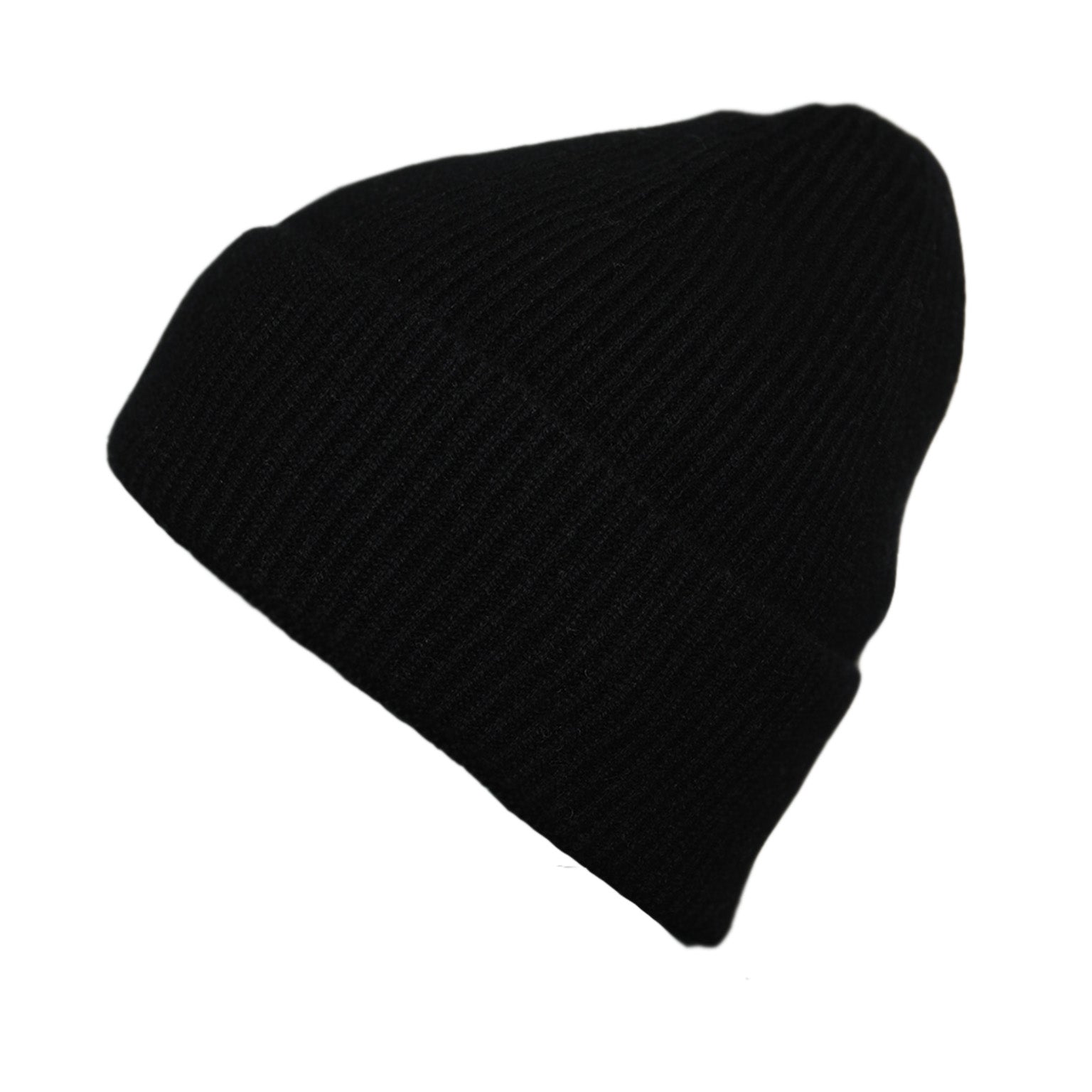 Cashmere Black Heavy Knit Beanie