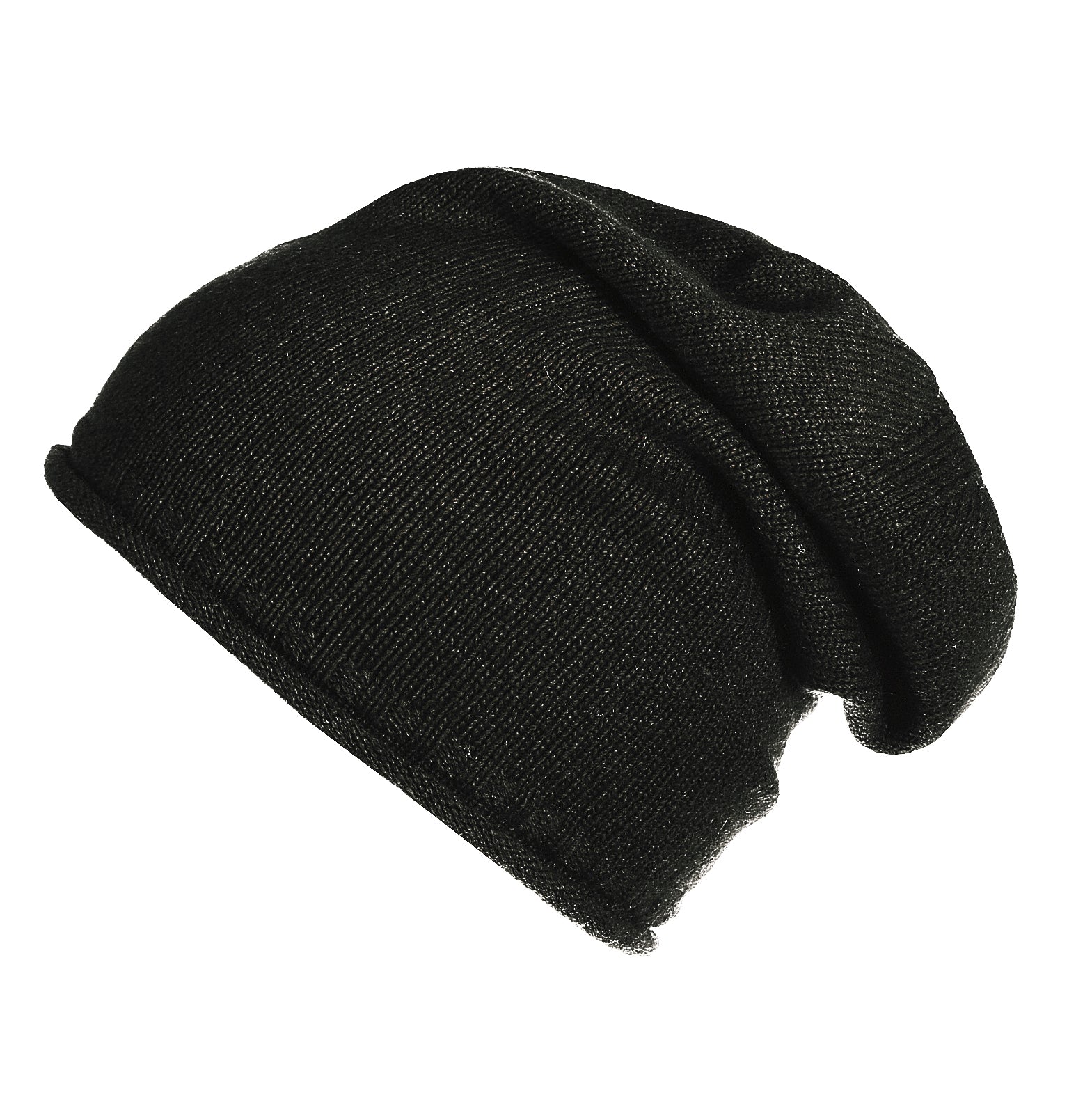 Cashmere Black Slouch Beanie