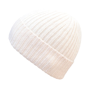 Cashmere Cream Ribbed Beanie