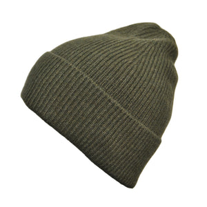 Cashmere Khaki Heavy Knit Beanie