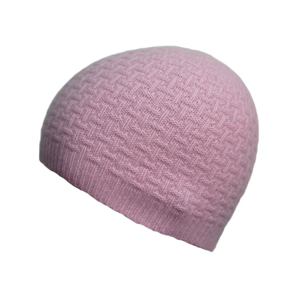 cashmere pink purl beanie