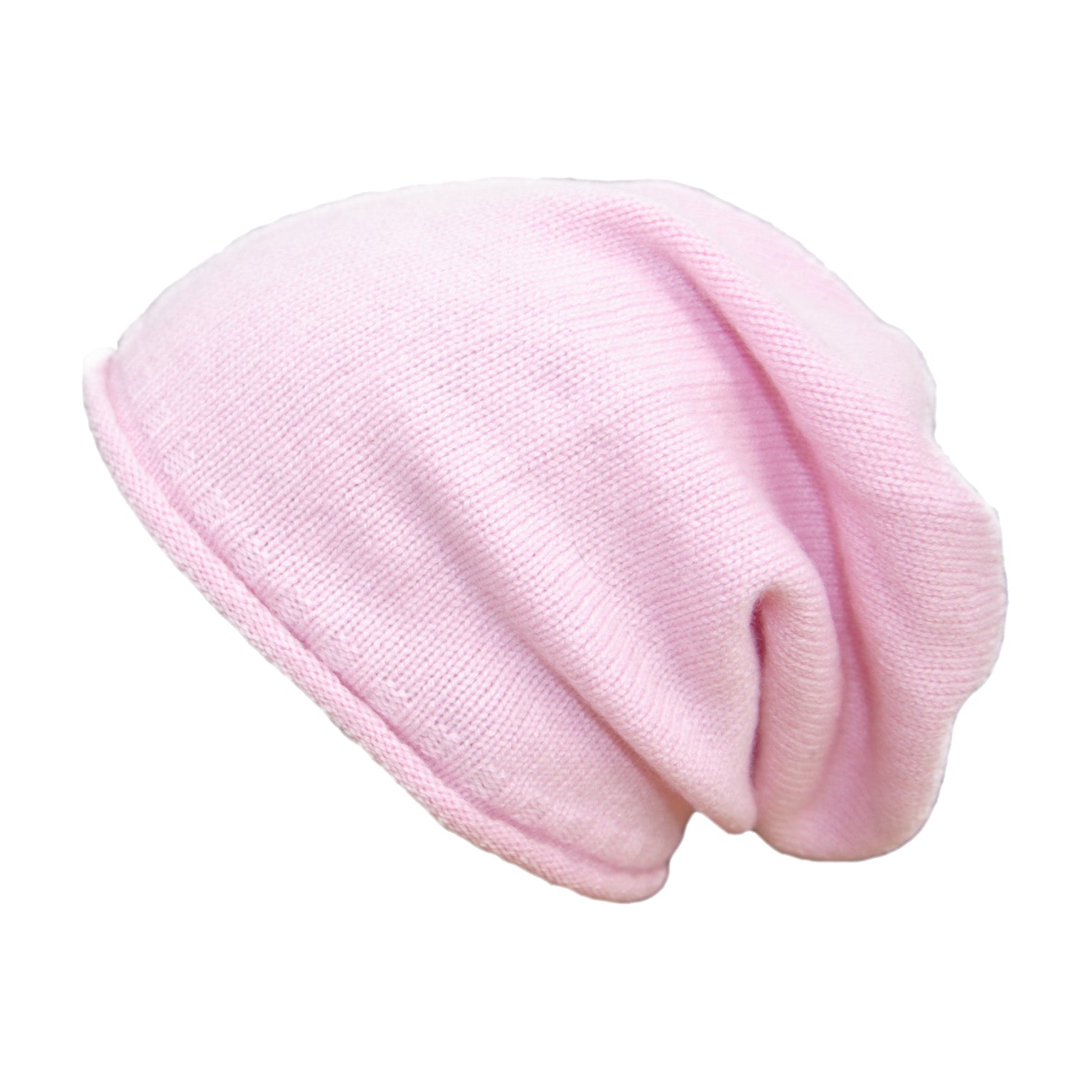 Cashmere Baby Pink Slouch Beanie
