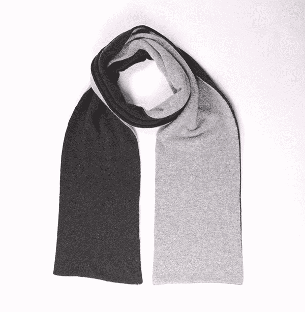 Cashmere Reversible Black & Grey Knitted Scarf