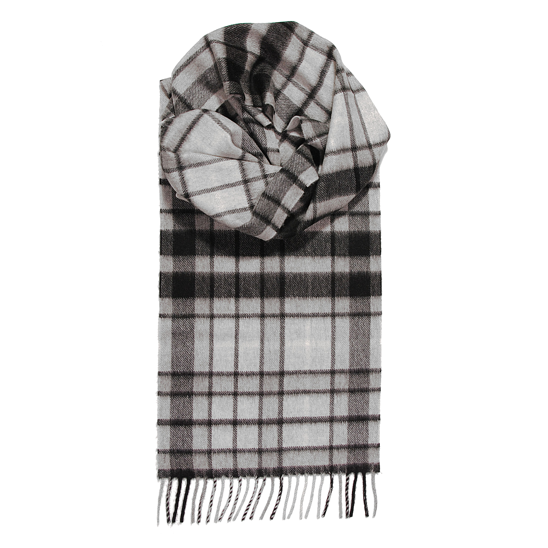 Cashmere Woven Grey & Black Check Scarf