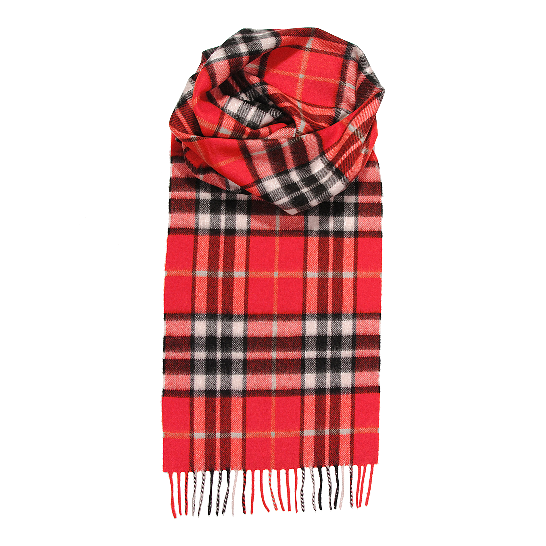 Cashmere Woven Red & White Check Scarf