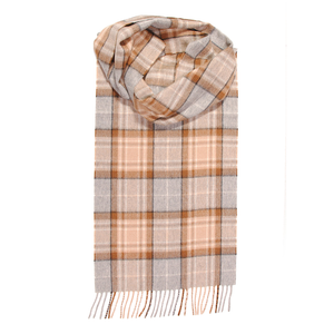 Cashmere Woven Stone & Grey Check Scarf