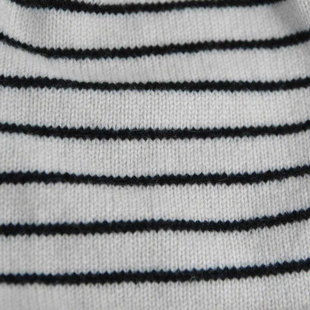 Cashmere Cream Striped Slouch Beanie