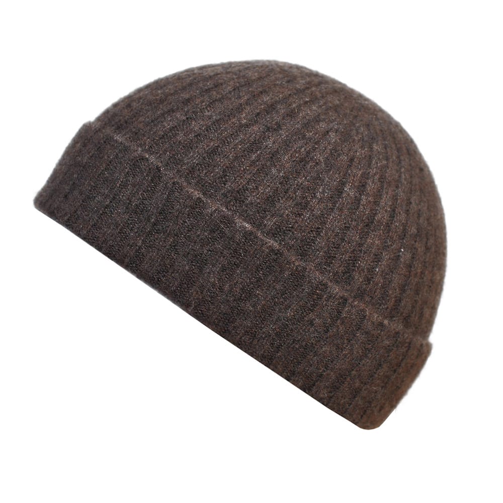 Cashmere Dark Brown Ribbed Beanie