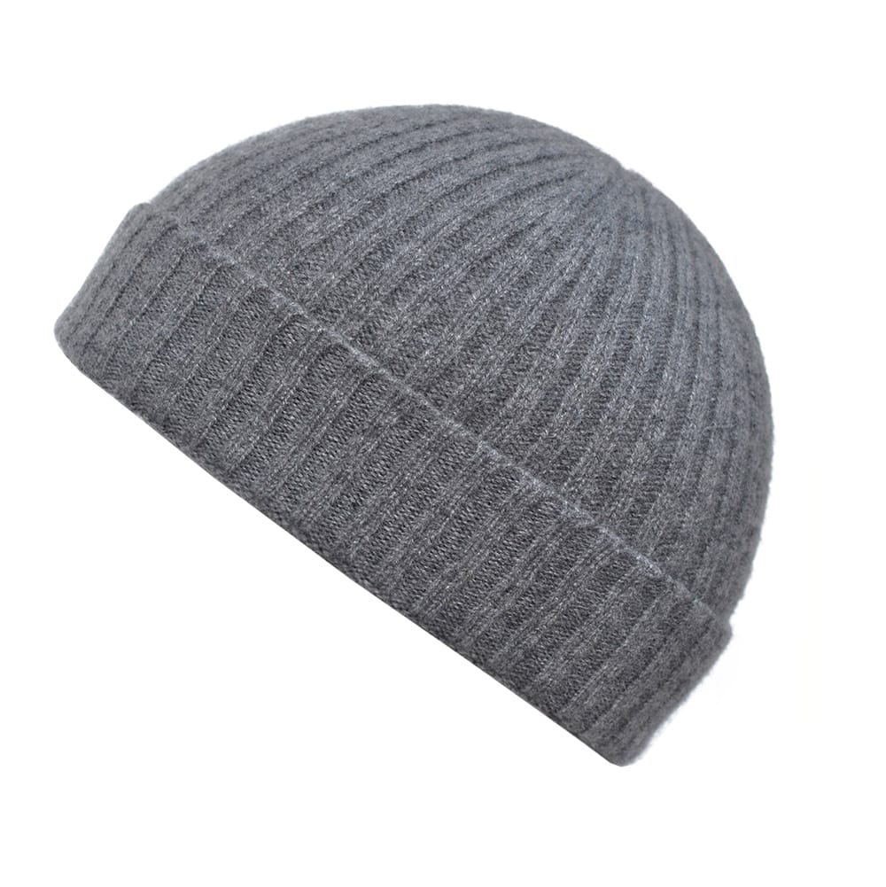Cashmere Grey Ribbed Beanie