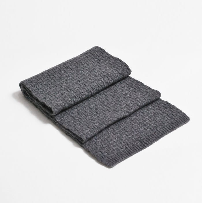 Cashmere Grey Purl Stitch Knitted Scarf