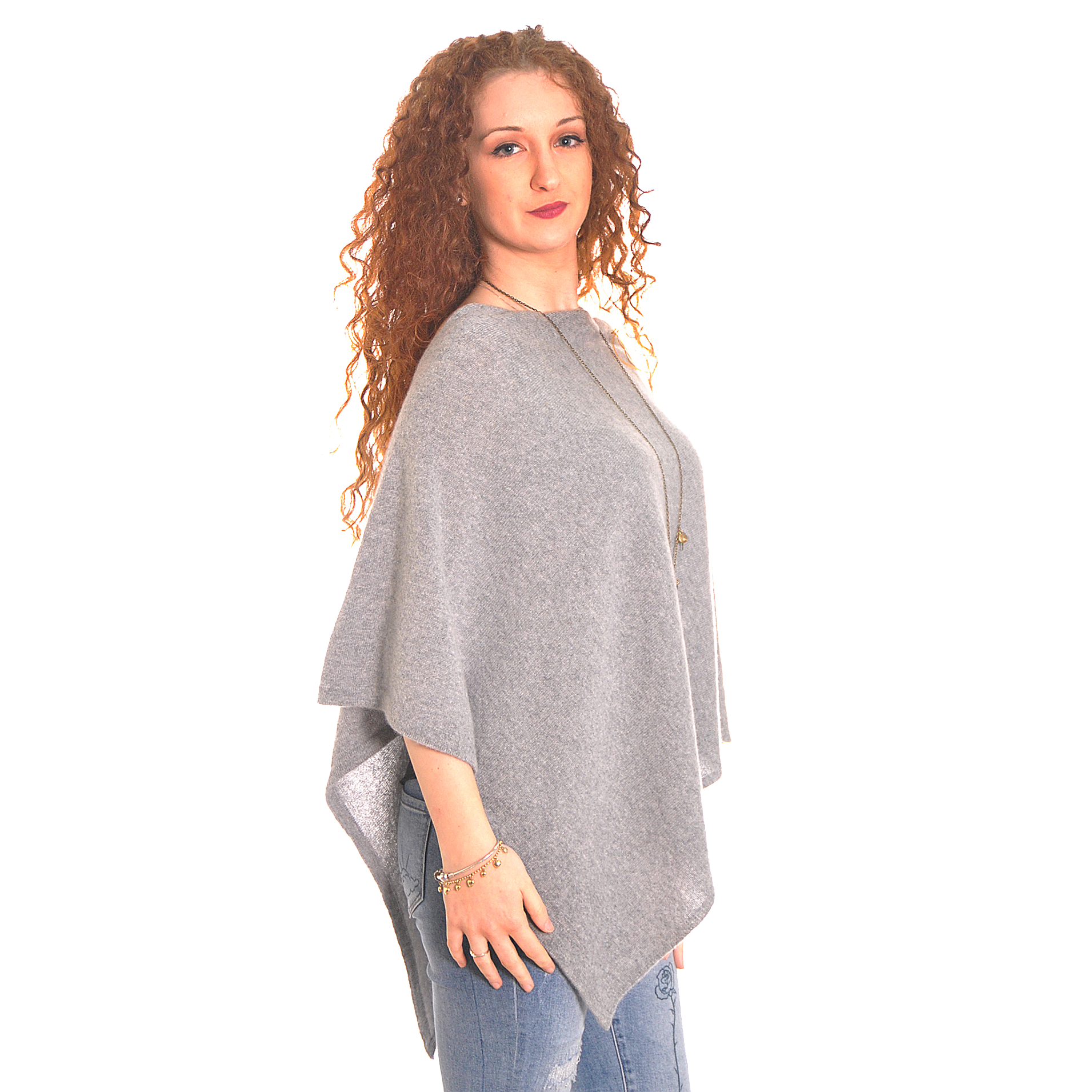 Cashmere Grey Shoulder Poncho