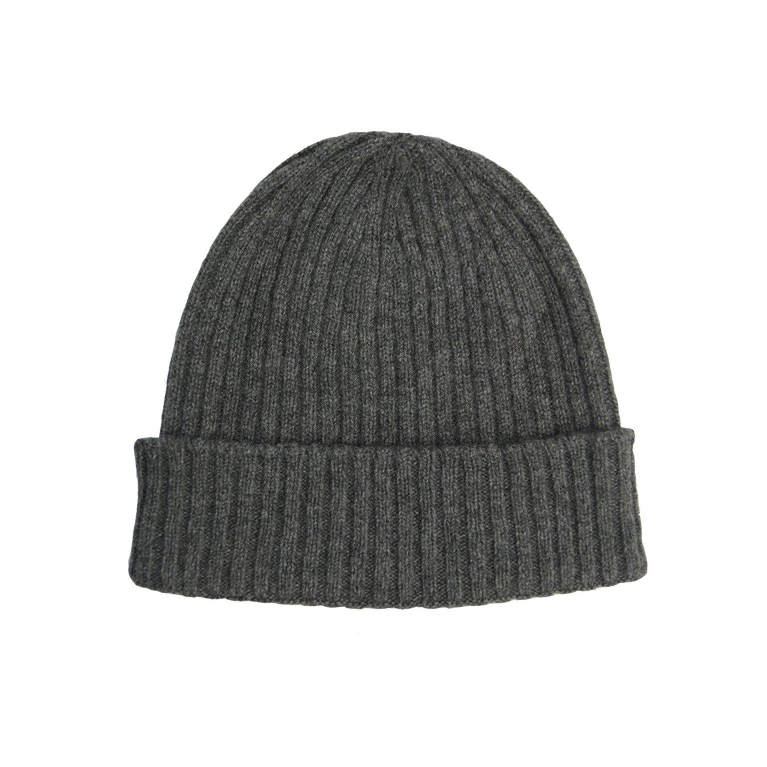 Recycled Cashmere Grey Ribbed Beanie