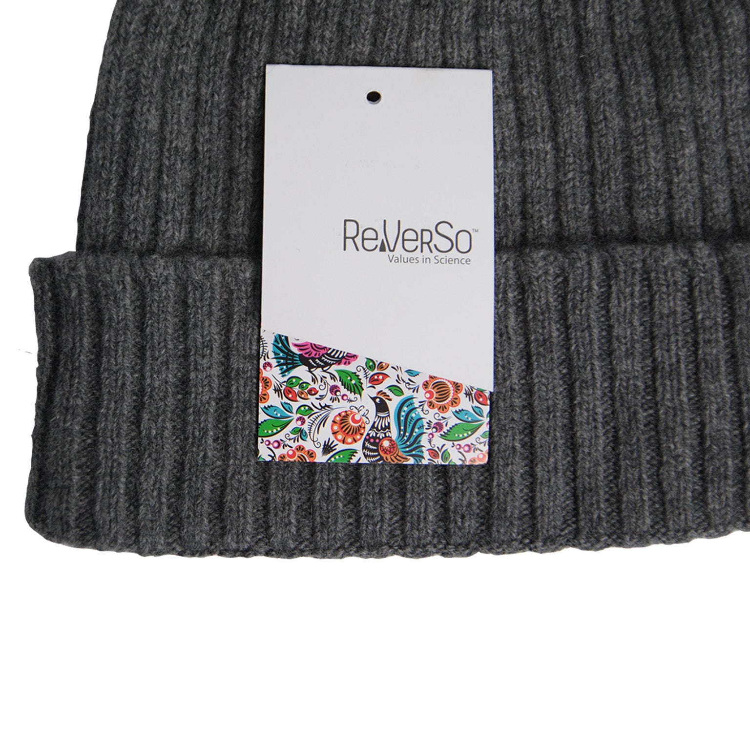 Recycled Cashmere Grey Ribbed Beanie