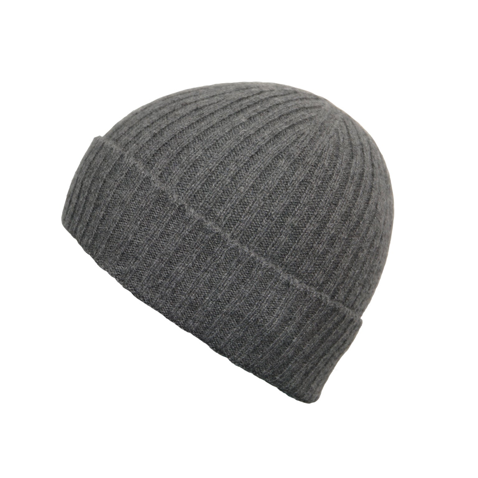 Recycled Cashmere Grey Ribbed Beanie