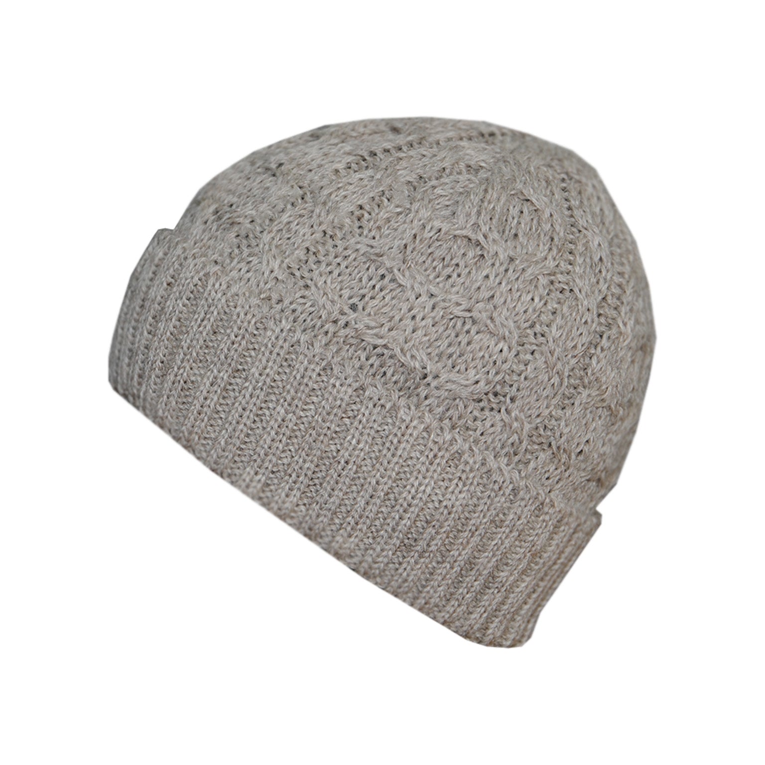 British Wool Cable Beanie – Pink and Ginger